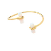 BRACELETE AJUSTÁVEL GEOMÉTRICO DUAS PEDRAS NATURAIS DOURADO